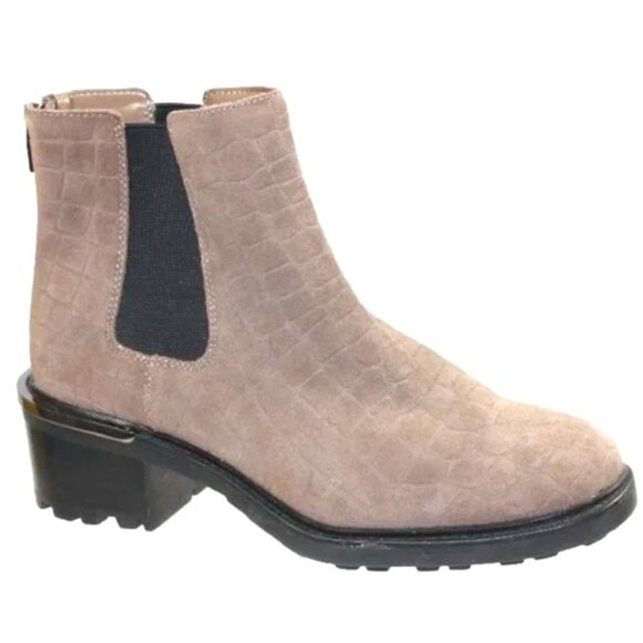 Vince Camuto Chelsea Kelivena Sable Croc Embossed Suede Tall Ankle Size … - Picture 3 of 9